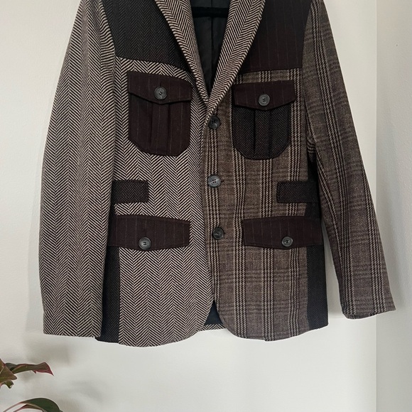 Desigual Mixed Pattern Wool Tweed Blazer Jacket - Picture 3 of 9